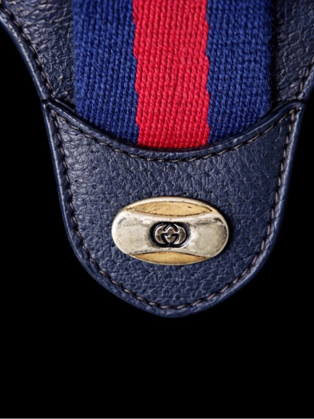 Gucci Beige GG Supreme Crossbody Blue & Red Web Stripe 2 straps-chain & original - Picture 4 of 6